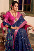 Glorious Navy-Blue Kalamkari Printed Cotton Casual Wear Saree