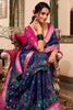 Glorious Navy-Blue Kalamkari Printed Cotton Casual Wear Saree