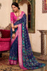 Glorious Navy-Blue Kalamkari Printed Cotton Casual Wear Saree