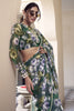 Alluring Green Floral Printed Georgette Event Wear Saree With Blouse