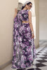 Wonderful Grey Floral Printed Georgette Casual Wear Saree With Blouse
