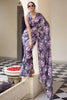 Wonderful Grey Floral Printed Georgette Casual Wear Saree With Blouse