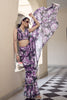 Wonderful Grey Floral Printed Georgette Casual Wear Saree With Blouse