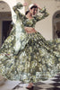 Delightful Mehendi Green Floral Printed Georgette Event Wear Saree