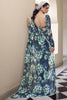 Lovely Navy-Blue Floral Printed Georgette Office Wear Saree