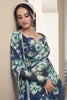Lovely Navy-Blue Floral Printed Georgette Office Wear Saree