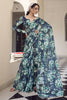 Lovely Navy-Blue Floral Printed Georgette Office Wear Saree
