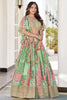 Astonishing Green Zari Embroidered Chinon Sangeet Wear Lehenga Choli