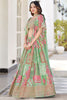 Astonishing Green Zari Embroidered Chinon Sangeet Wear Lehenga Choli
