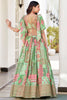 Astonishing Green Zari Embroidered Chinon Sangeet Wear Lehenga Choli