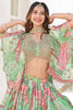 Astonishing Green Zari Embroidered Chinon Sangeet Wear Lehenga Choli