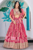 Dazzling Pink Digital Printed Chinon Designer Lehenga Choli With Dupatta