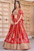 Enchanting Red Zari Embroidered Chinon Wedding Wear Lehenga Choli