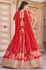 Enchanting Red Zari Embroidered Chinon Wedding Wear Lehenga Choli