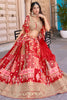 Enchanting Red Zari Embroidered Chinon Wedding Wear Lehenga Choli