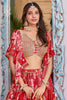 Enchanting Red Zari Embroidered Chinon Wedding Wear Lehenga Choli