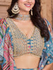 Magnetic Sky-Blue Digital Printed Chinon Sangeet Wear Lehenga Choli