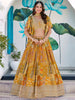 Good-looking Mustard Yellow Chinon Haldi Wear Lehenga Choli