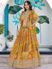 Good-looking Mustard Yellow Chinon Haldi Wear Lehenga Choli