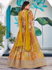 Good-looking Mustard Yellow Chinon Haldi Wear Lehenga Choli
