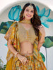 Good-looking Mustard Yellow Chinon Haldi Wear Lehenga Choli
