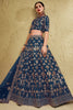 Glamorous Blue Sequins Silk Wedding Wear Lehenga Choli