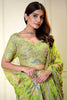 Charming Neon Green Printed Organza Festival Wear Lehenga Choli