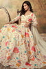 Glamorous Beige Floral Printed Organza Reception Wear Lehenga Choli