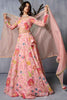 Wonderful Pink Floral Printed Organza Wedding Wear Lehenga Choli