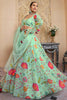 Fabulous Green Floral Printed Organza Function Wear Lehenga Choli