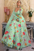 Fabulous Green Floral Printed Organza Function Wear Lehenga Choli