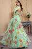 Fabulous Green Floral Printed Organza Function Wear Lehenga Choli