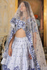Glamorous White Thread Embroidered Satin Designer Lehenga Choli With Dupatta