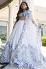 Amazing White Thread Embroidered Satin Sangeet Wear Lehenga Choli