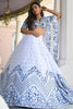 Amazing White Thread Embroidered Satin Sangeet Wear Lehenga Choli
