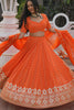 Stunning Orange Sequins Georgette Wedding Wear Lehenga Choli