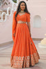 Stunning Orange Sequins Georgette Wedding Wear Lehenga Choli