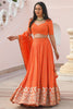 Stunning Orange Sequins Georgette Wedding Wear Lehenga Choli