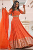 Stunning Orange Sequins Georgette Wedding Wear Lehenga Choli