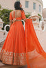Stunning Orange Sequins Georgette Wedding Wear Lehenga Choli