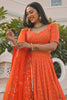 Stunning Orange Sequins Georgette Wedding Wear Lehenga Choli