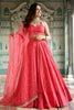 Graceful Pink Sequins Georgette Sangeet Wear Lehenga Choli With Dupatta
