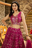 Fascinating Rani Pink Zari Work Lehenga Choli With Organza Dupatta