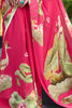 Adorable Pink Floral Printed Georgette Festival Wear Saree With Blouse