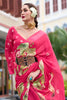 Adorable Pink Floral Printed Georgette Festival Wear Saree With Blouse