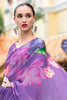 Stunning Purple Floral Printed Georgette Event Wear Saree With Blouse