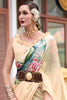 Precious Beige Floral Printed Georgette Casual Wear Saree With Blouse