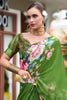 Amazing Green Floral Printed Georgette Event Wear Saree With Blouse