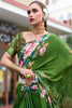 Amazing Green Floral Printed Georgette Event Wear Saree With Blouse