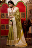 Stunning Green Zari Weaving Jacquard Festival Wear Saree With Blouse